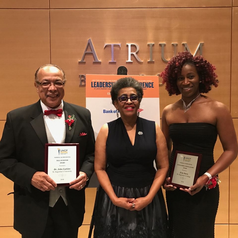 Dr. John Larkins, honoree; Ms. Charlotte Turpin, NAA President; Erin Davis &#039;07, honoree